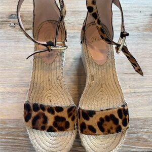 J. Crew Brown Leopard Espadrille Sandals